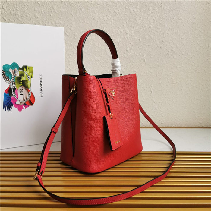 Medium Saffiano Leather Prada Panier Bag Red High