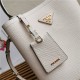 Medium Saffiano Leather Prada Panier Bag White High