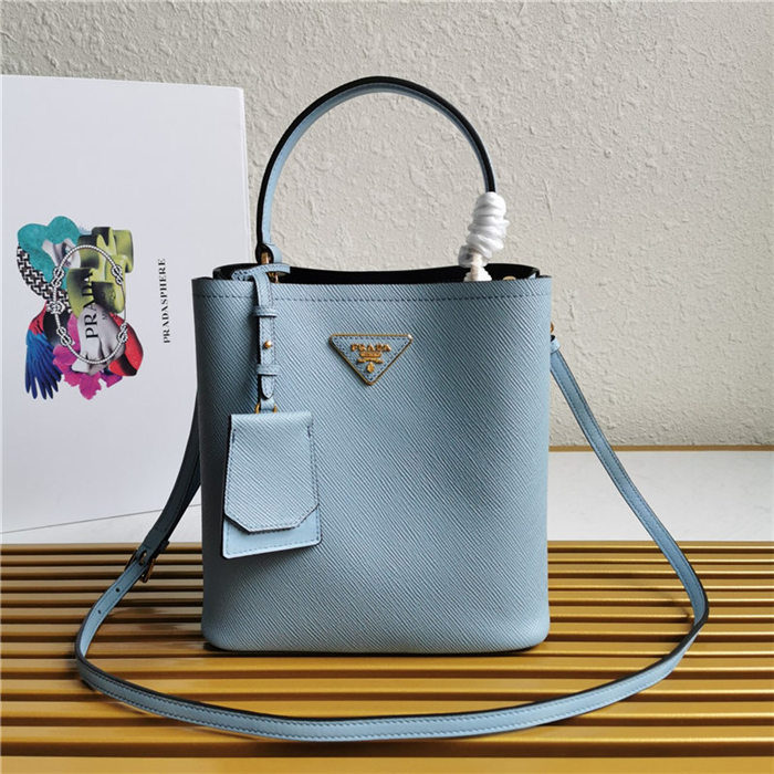 Medium Saffiano Leather Prada Panier Bag Blue High