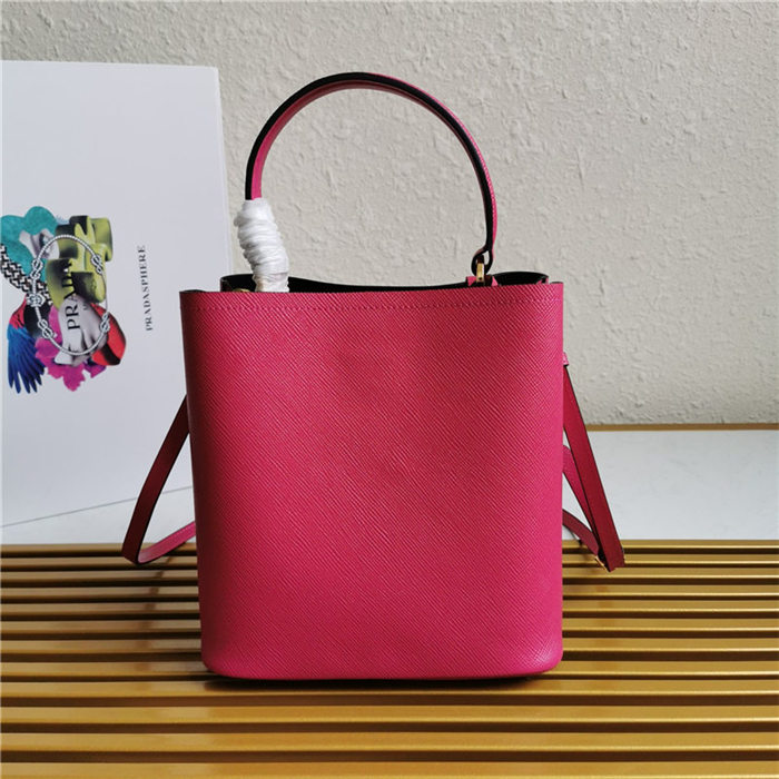 Medium Saffiano Leather Prada Panier Bag Fuchsia High