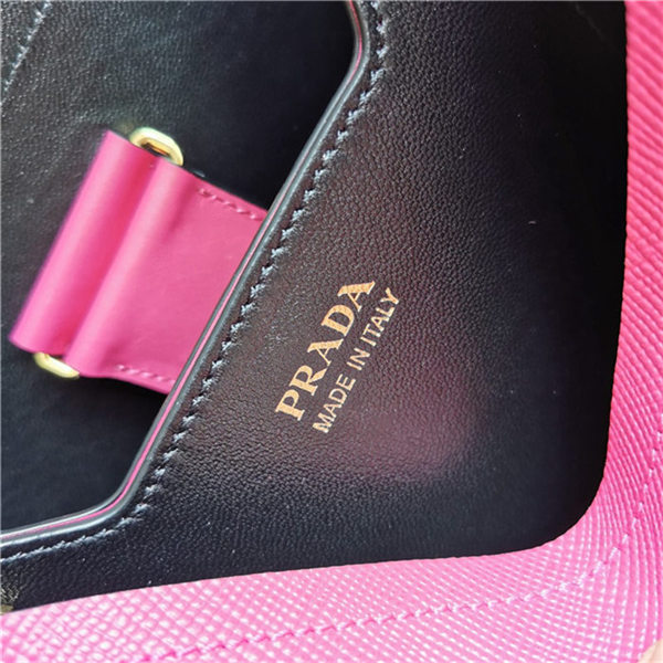 Medium Saffiano Leather Prada Panier Bag Fuchsia High