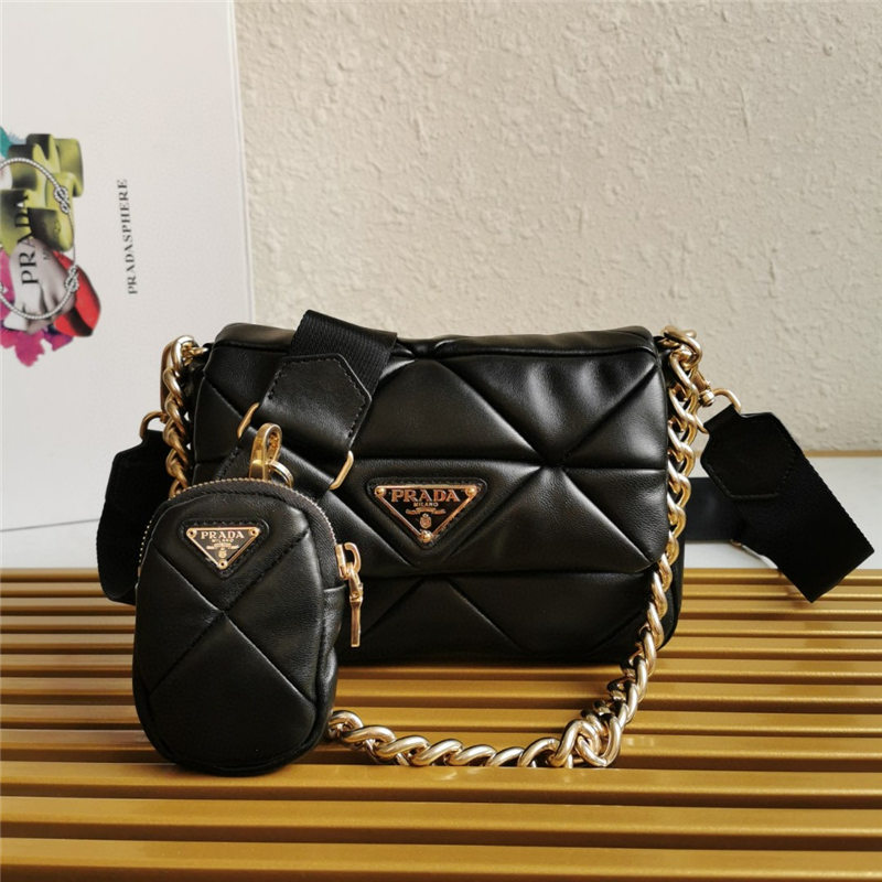 Prada System nappa leather patchwork bag Black High