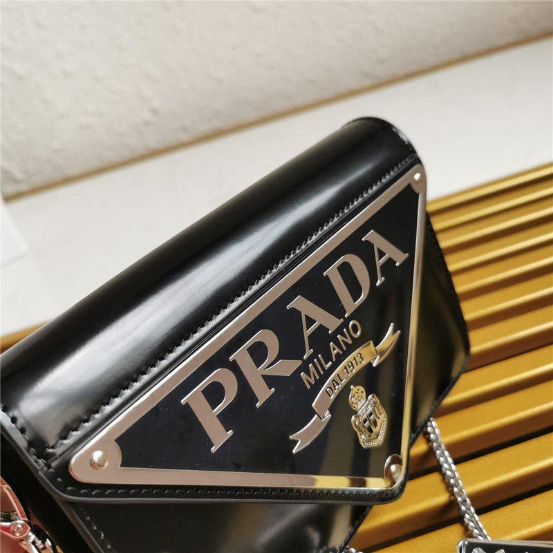 Prada Brushed leather shoulder bag 1bh189 Black High