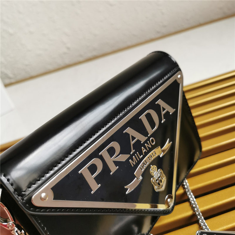 Prada Brushed leather shoulder bag 1bh189 Black High