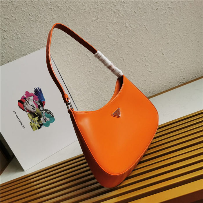 Prada Cleo brushed leather shoulder bag 1BC499 Orange High