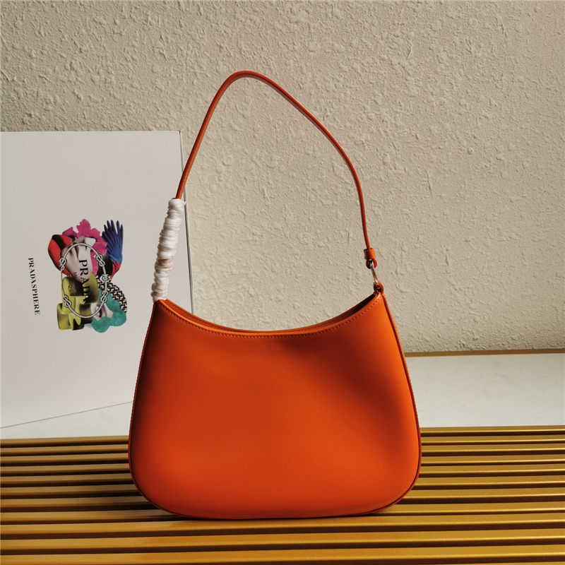 Prada Cleo brushed leather shoulder bag 1BC499 Orange High