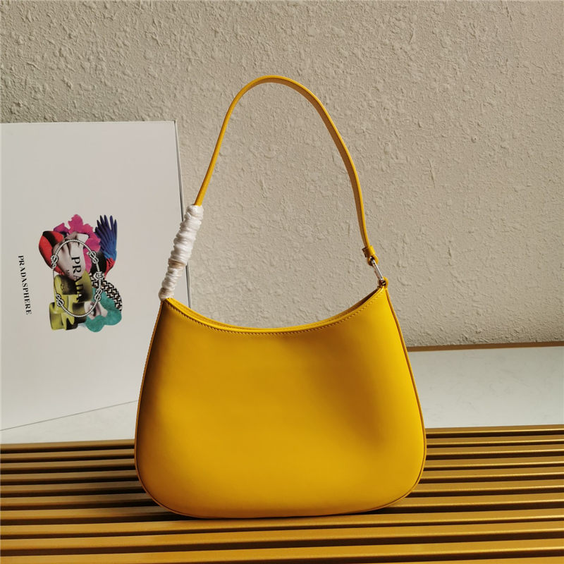 Prada Cleo brushed leather shoulder bag 1BC499 Yellow High