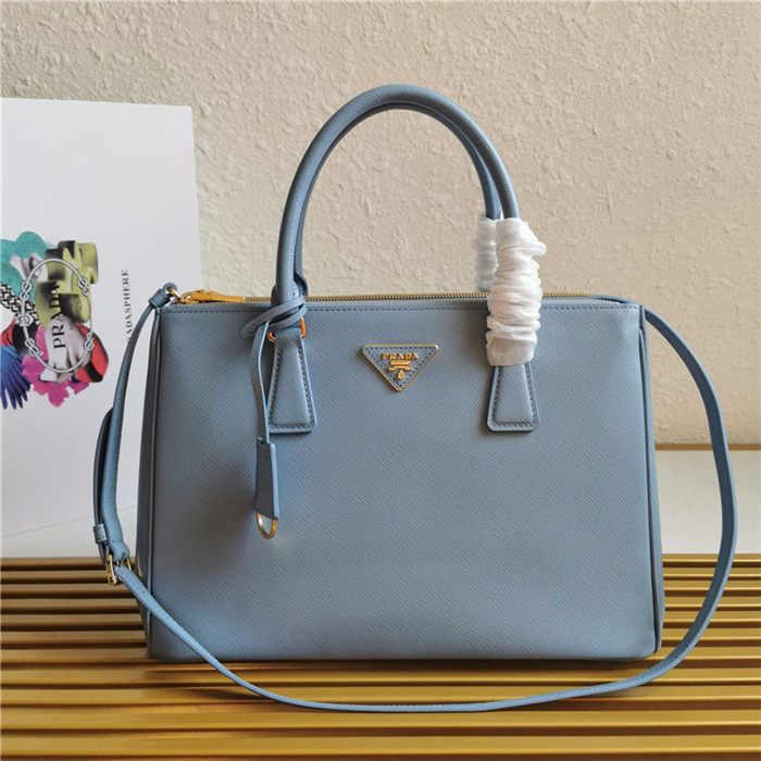 Prada Large Galleria Bag In Saffiano Leather Blue High