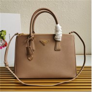 Prada Large Galleria Bag In Saffiano Leather Beige High