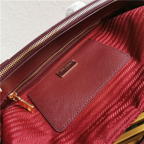 Prada Large Galleria Bag In Saffiano Leather Burgundy High