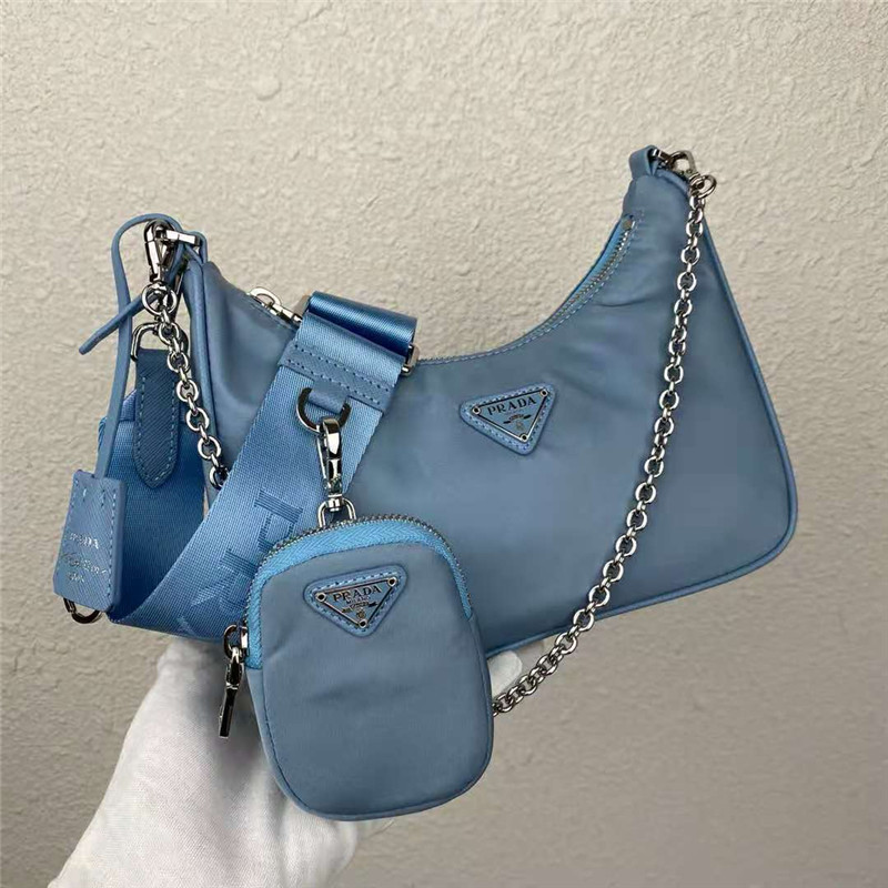 Prada Re-Edition 2005 nylon shoulder bag Denim Blue High