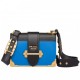 Prada Cahier Shoulder Bag In Blue Hydra /Black Leather High