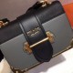 Prada Cahier Shoulder Bag In Grey/Black Leather High