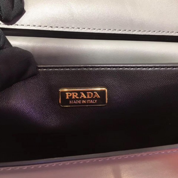 Prada Cahier Shoulder Bag In Grey/Black Leather High