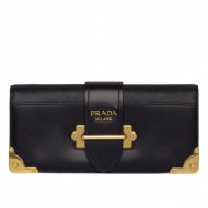 Prada Cahier Clutch In Black Saffiano Calf Leather High