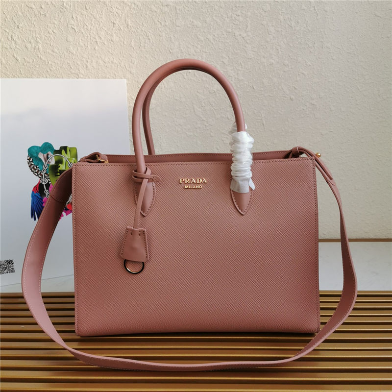 Prada Large Saffiano Leather Handbag Tote Pink High