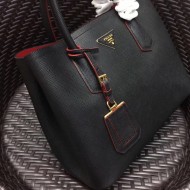 Prada Black Saffiano Double Medium Bag High