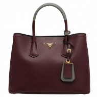 Prada Bicolor Double Medium Garnet Saffiano Bag High