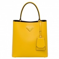 Prada Yellow Saffiano North South Double Medium Bag High