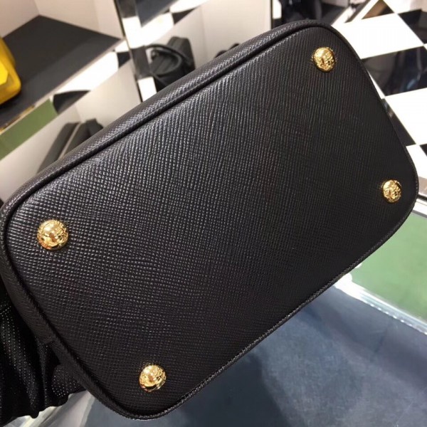 Prada Black Saffiano North South Double Medium Bag High