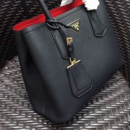 Prada Black Saffiano Double Small Bag High