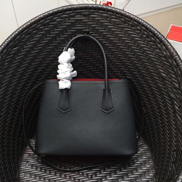 Prada Black Saffiano Double Small Bag High