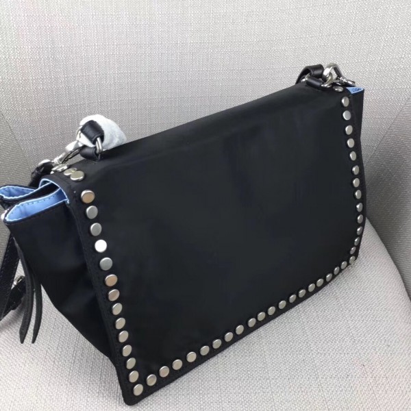 Prada Etiquette Bag In Nylon With Metal Stud Trim High