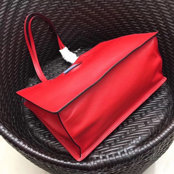 Prada Etiquette Tote Bag In Red Calf Leather High