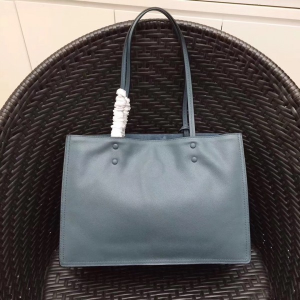 Prada Etiquette Tote Bag In Blue Calf Leather High