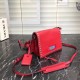 Prada Etiquette Bag In Red Calfskin With Metal Stud Trim High