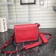 Prada Etiquette Bag In Red Calfskin With Metal Stud Trim High