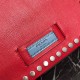 Prada Etiquette Bag In Red Calfskin With Metal Stud Trim High