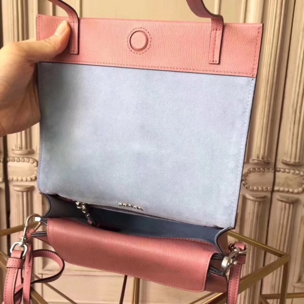 Prada Etiquette Bag In Pink Calfskin With Metal Stud Trim High