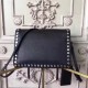 Prada Etiquette Bag In Black Calfskin With Metal Stud Trim High