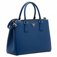 Prada Large Galleria Bag In Saffiano Leather Blue High