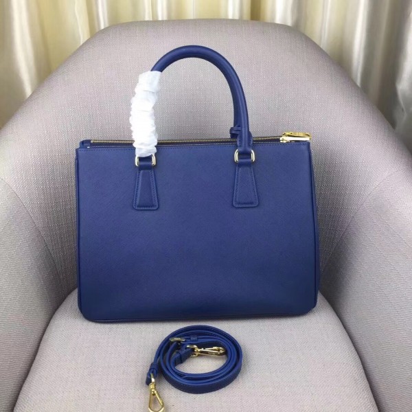 Prada Large Galleria Bag In Saffiano Leather Blue High