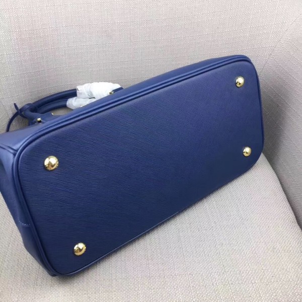 Prada Large Galleria Bag In Saffiano Leather Blue High