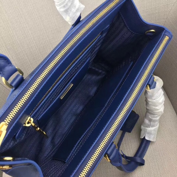 Prada Large Galleria Bag In Saffiano Leather Blue High