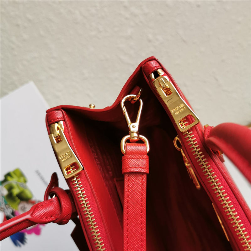 Prada Medium Galleria Bag In Saffiano Leather Red High