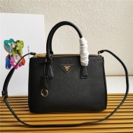 Prada Medium Galleria Bag In Saffiano Leather Black High