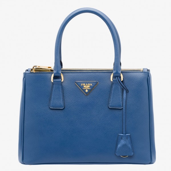 Prada Medium Galleria Bag In Saffiano Leather Blue High