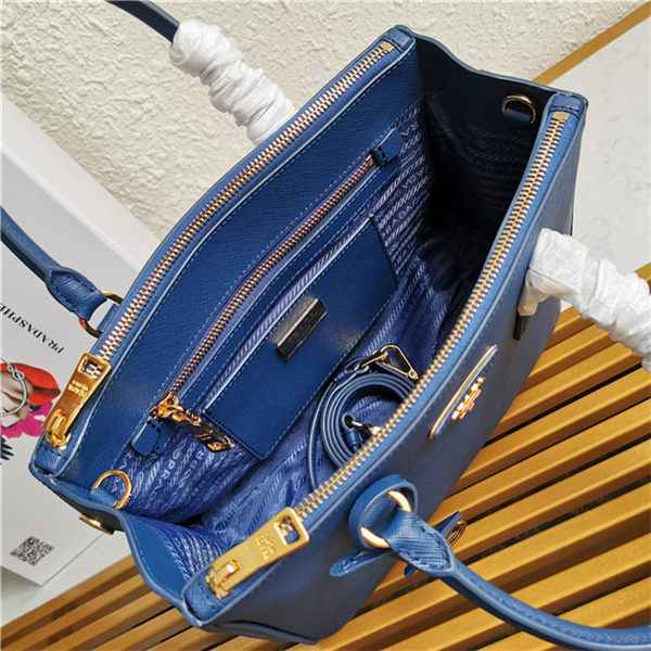 Prada Medium Galleria Bag In Saffiano Leather Blue High