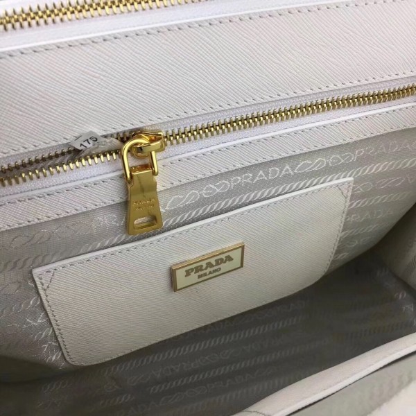 Prada Large Galleria Bag In Saffiano Leather White High