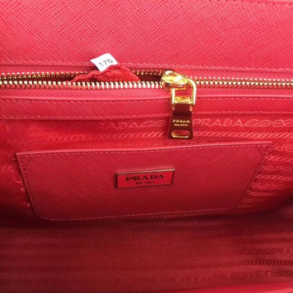 Prada Large Galleria Bag In Saffiano Leather Red High