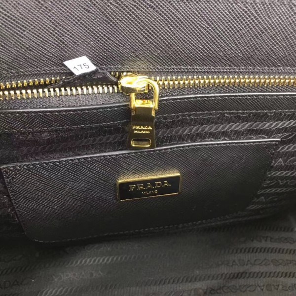 Prada Large Galleria Bag In Saffiano Leather Black High