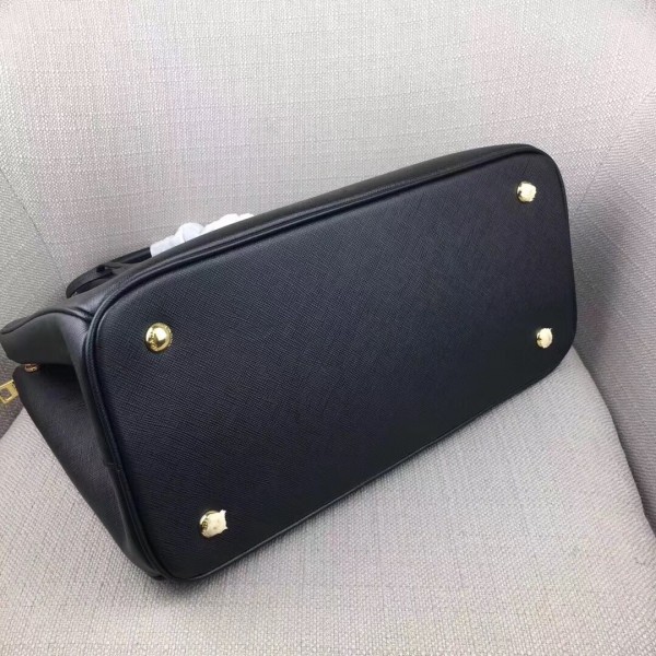 Prada Large Galleria Bag In Saffiano Leather Black High