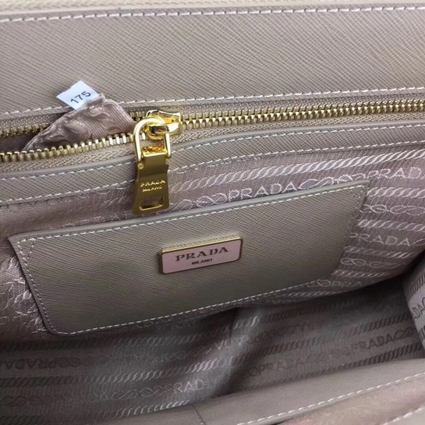 Prada Large Galleria Bag In Saffiano Leather Grey High