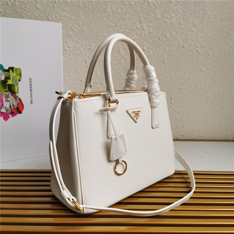 Prada Medium Galleria Bag In Saffiano Leather White High