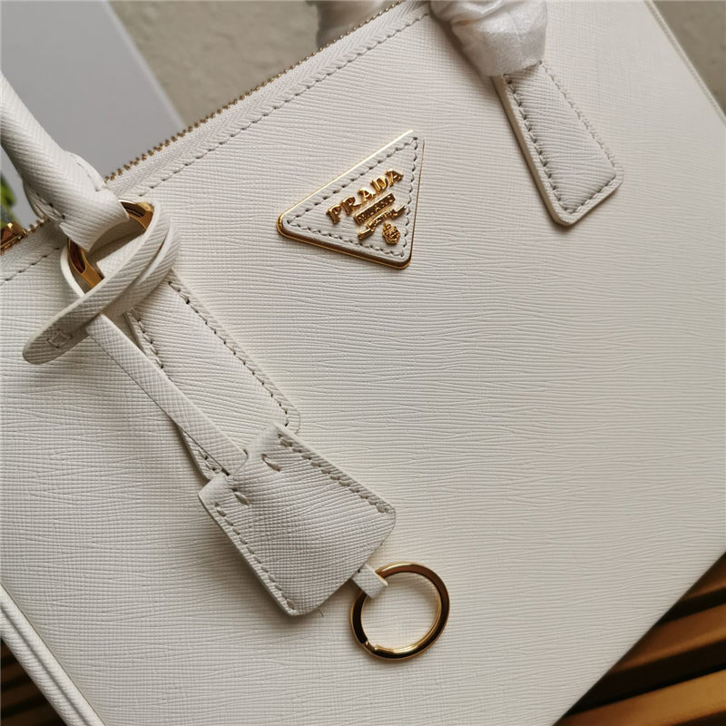 Prada Medium Galleria Bag In Saffiano Leather White High