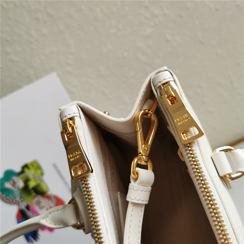 Prada Medium Galleria Bag In Saffiano Leather White High